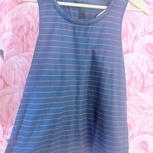 MPG Navy and Coral Striped Tank